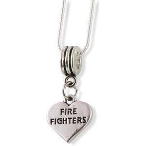 Fire Fighters on a Heart Snake Chain Necklace